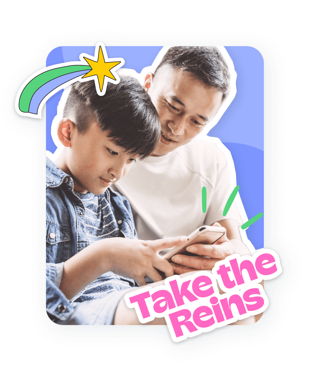 Father and child using a smartphone